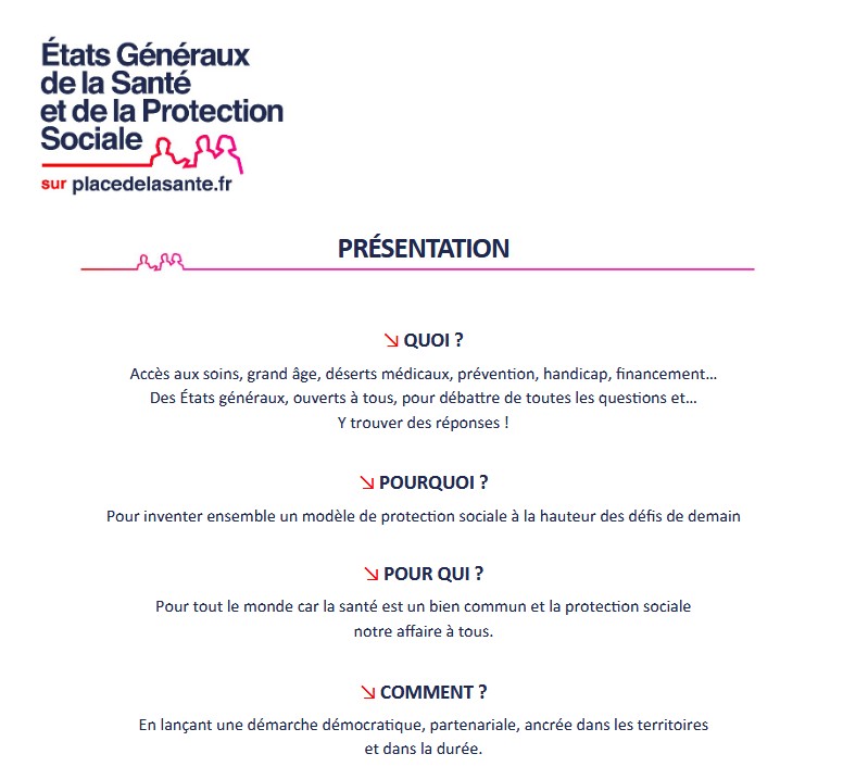 Visuel présentation Etats généraux de la santé et protection sociale